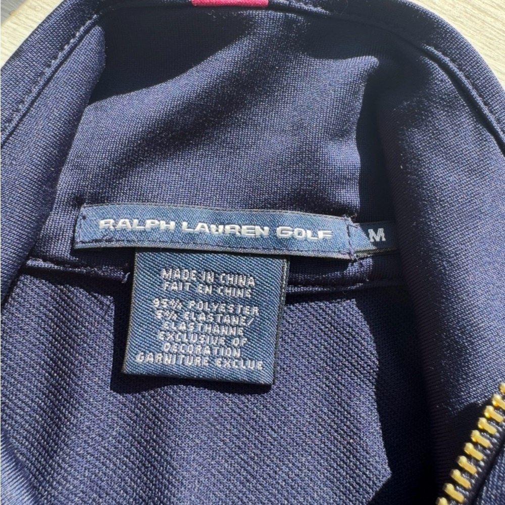 Ralph Lauren Golf Women’s Navy 1/4 Zip Pullover Top Size M Pink Logo Preppy - Picture 4 of 4